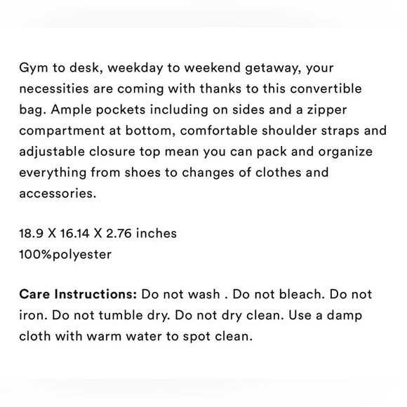 Beyond yoga black convertible gym bag NWT NIB - Picture 9 of 9